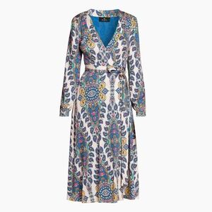 ETRO 
Blue Medallion Jersey Midi Wrap Dress